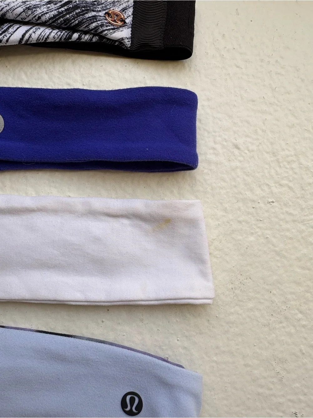 lululemon athletica Headbands Set - Black/White Marled, Blue, White, Light Blue